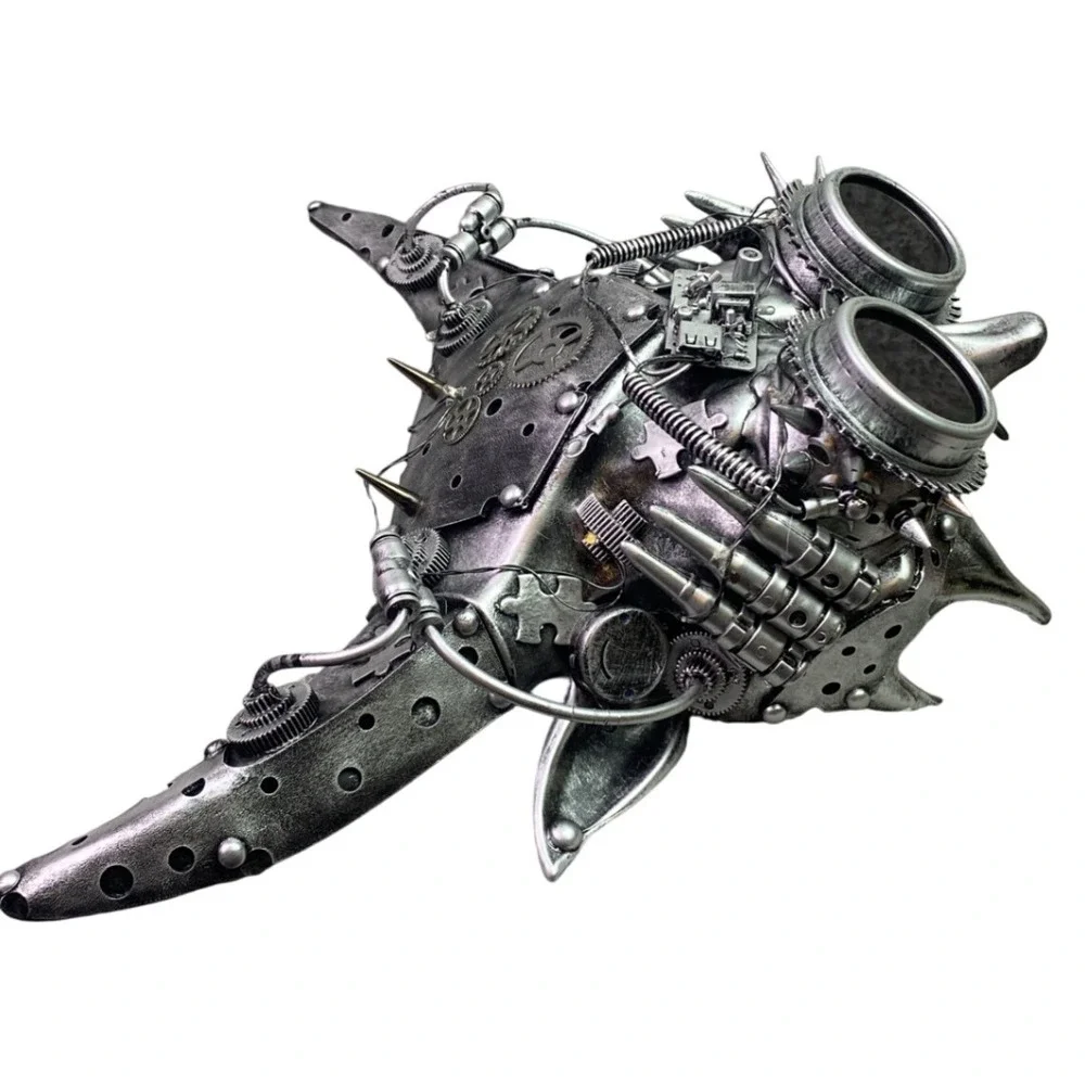 Steampunk Mask Horned Beast Goggles Costume Accessory‎ Cosplay Prop Silver